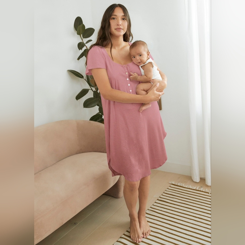 Hatch 100% cotton pointelle maternity nightgown, 0 (xsmall, small) postpartum